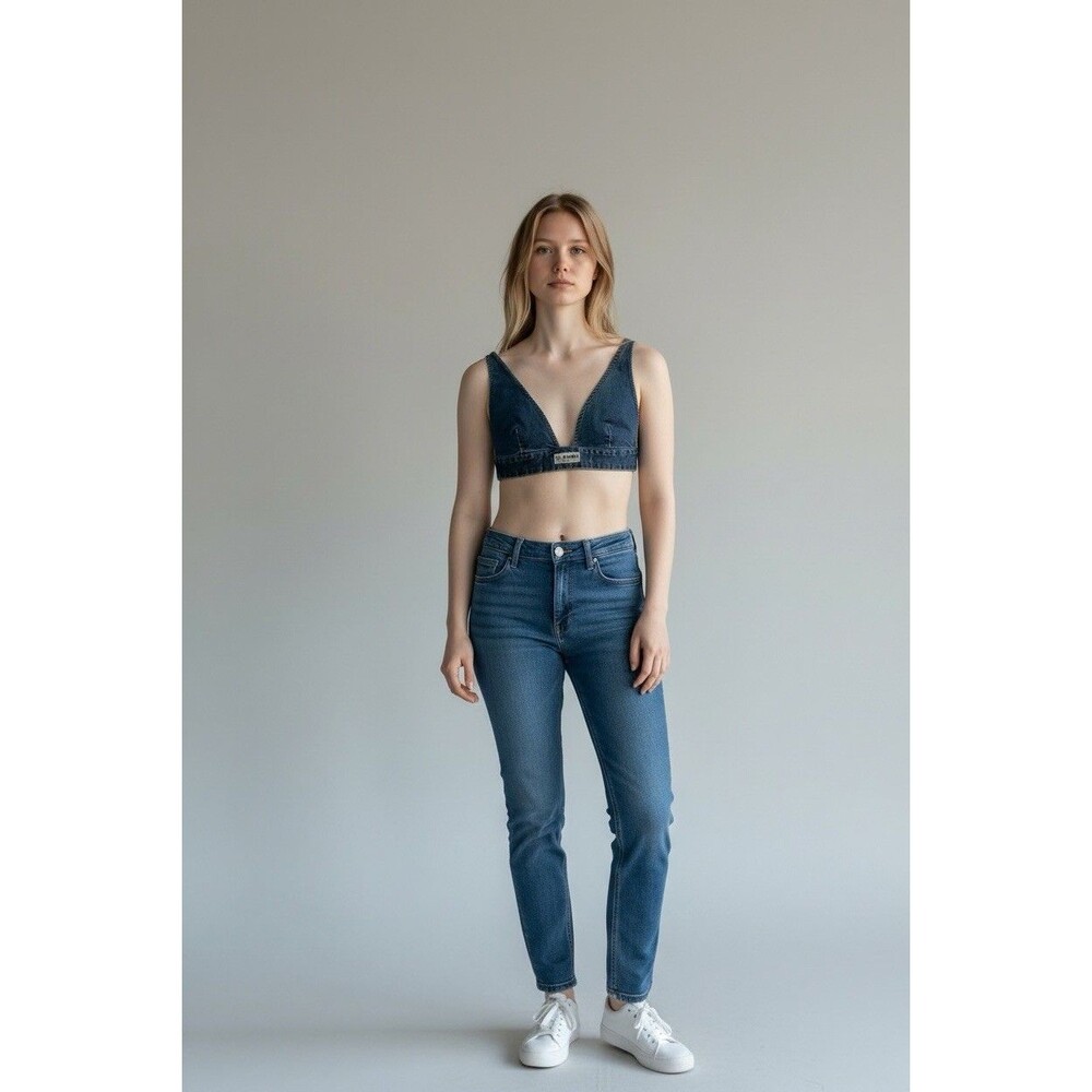 Fubu X Forever 21 Collaboration Women’s Blue Denim Bra Top Size Medium